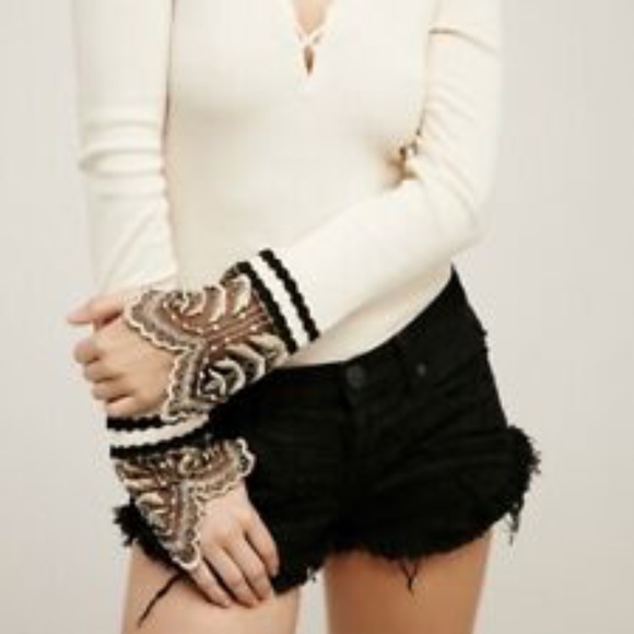 Free People Tops - Free People Last Dance Thermal Cream/Black NWOT